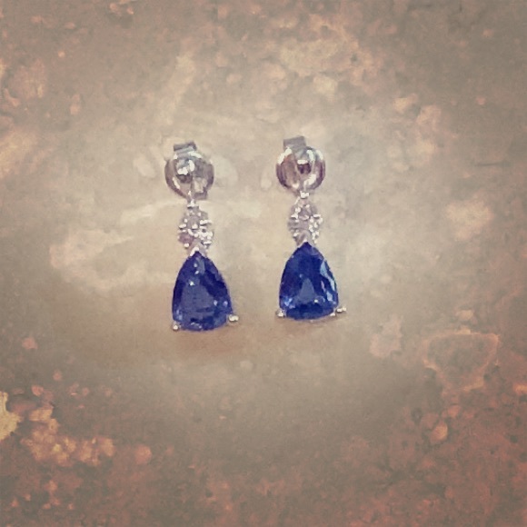 Kay Jewelers Jewelry - Lab created blue sapphire /small diamond earrings